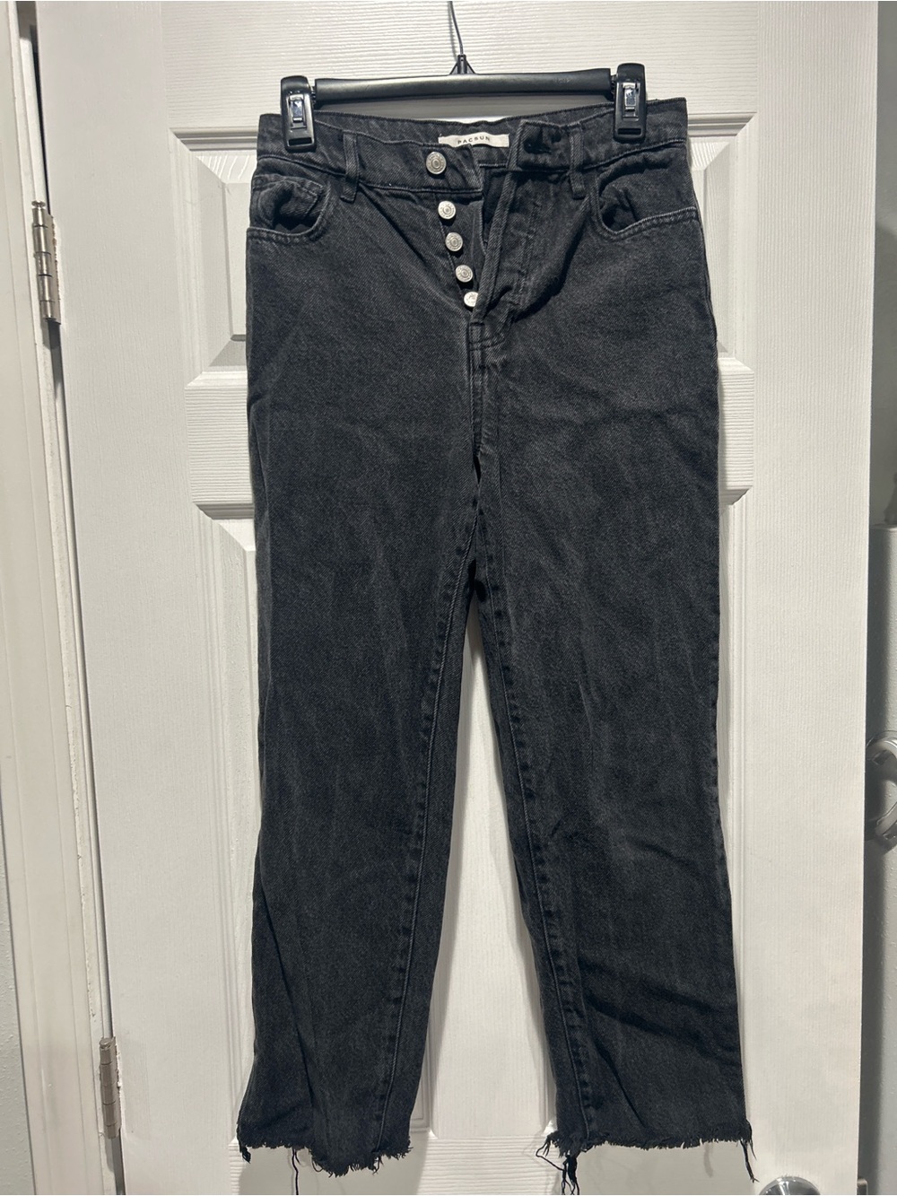 PacSun Black High-Rise Button-Fly Cropped Jeans
